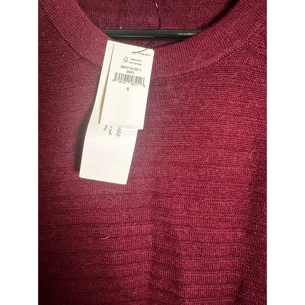 Banana Republic Mens Merino Wool Textured Crewneck Sweater Burgundy S New‎